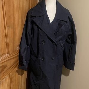 Women's Zara Double-Breasted Navy light weight trench Coat SZ XS NWOT